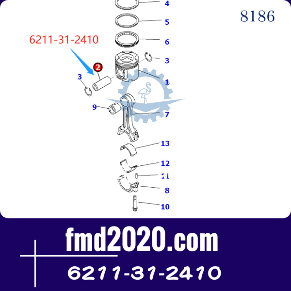 小松6D140活塞销6211-31-2410发动机型号SA6D140E-3(图1)